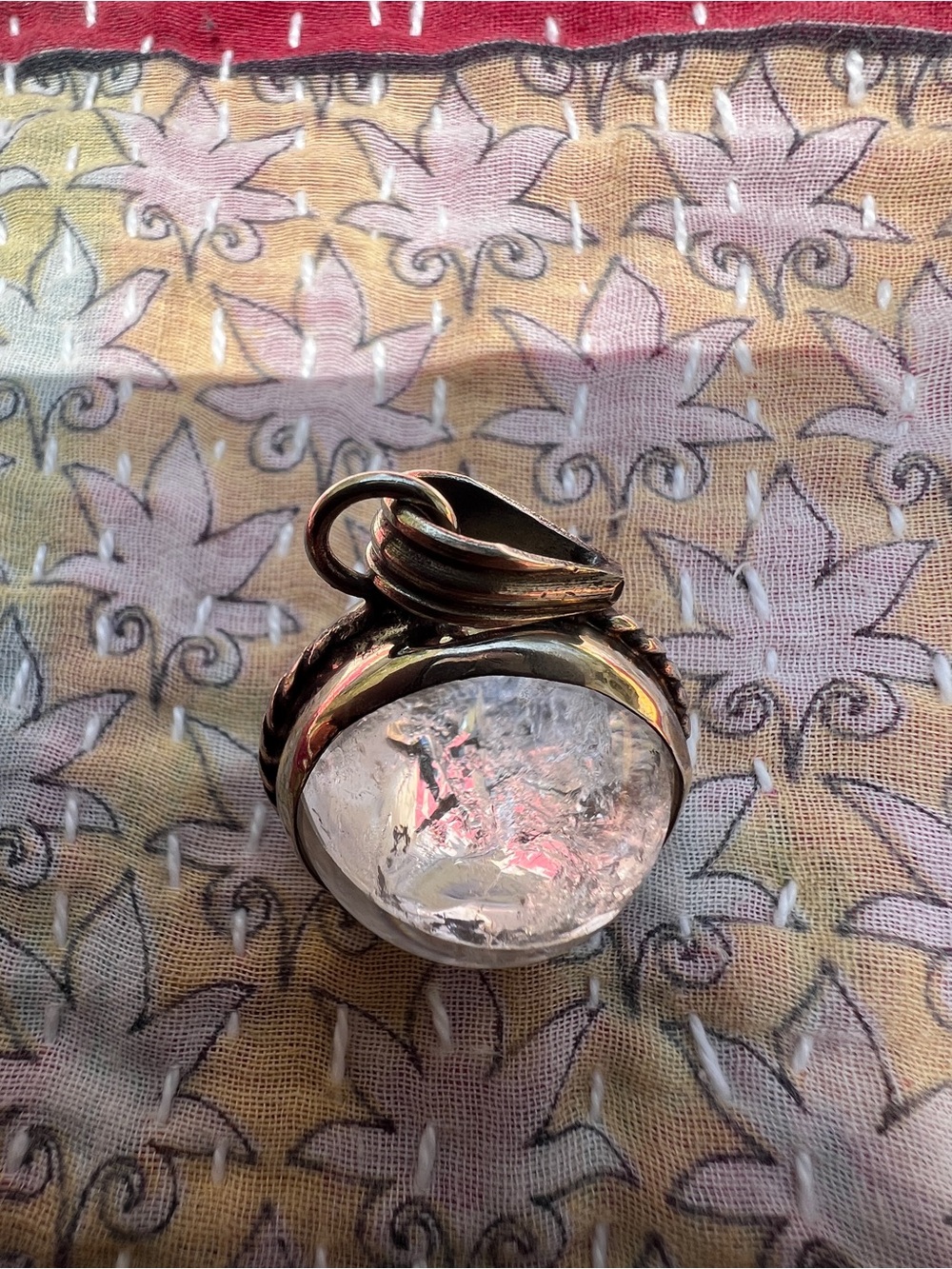 Tibetan Silver Clear Quartz Pendant Necklace - Clear